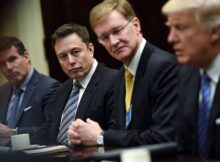 Elon Musk sits with Donald Trump