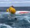 The capsized boat in the Atlantic Ocean