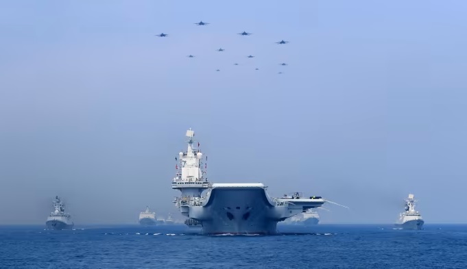 Chinese ships on exercises in the Taiwan Strait