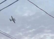 The stolen plane in the sky