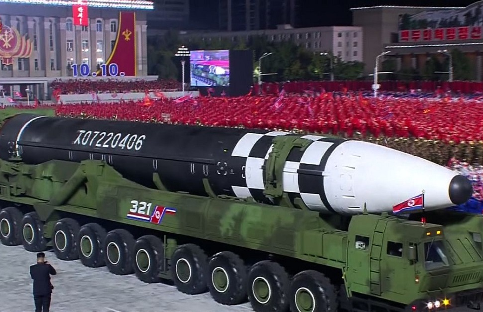 A ballistic missile at a military parade in North Korea