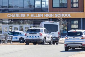 The Charles P Allen High School, where the stabbings took place