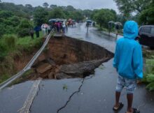 A road destoryed by the storm in Malawi