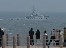 A Chinese vessel sails close to Taiwan